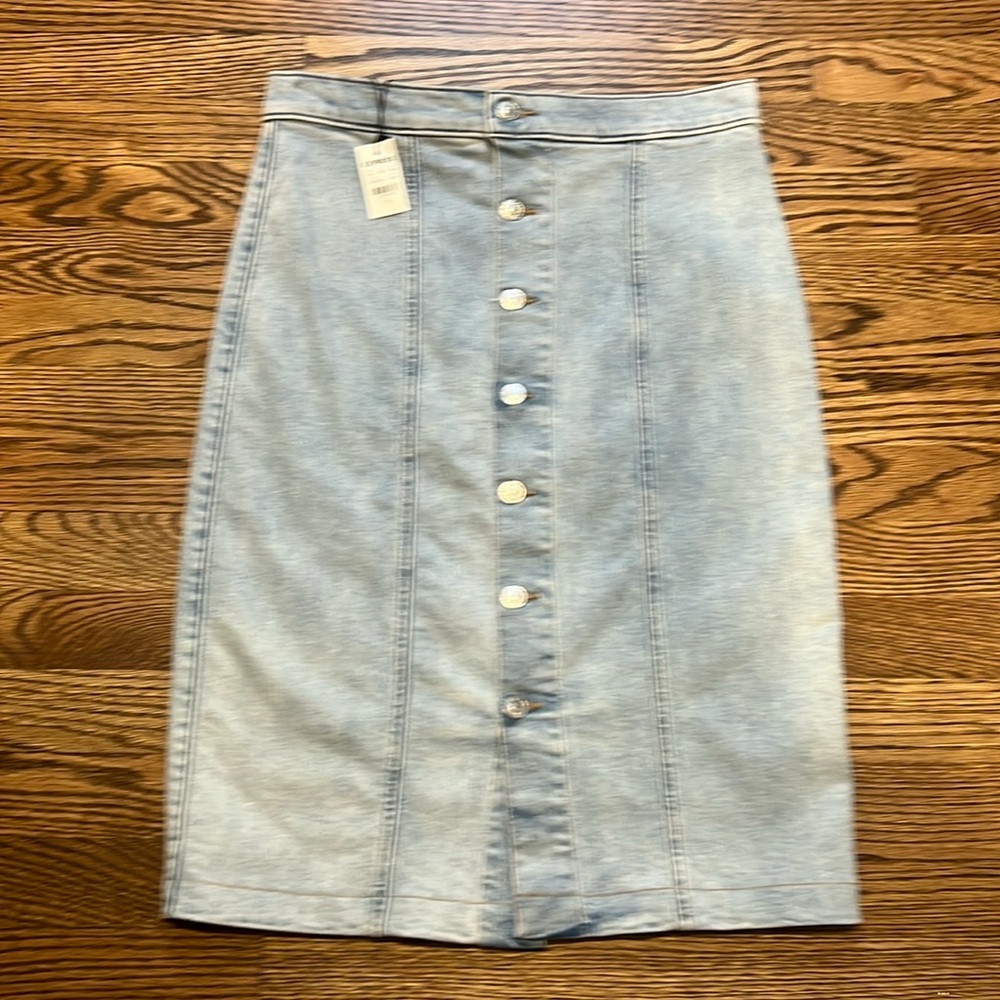 New Express skirt!! Light denim blue midi skirt